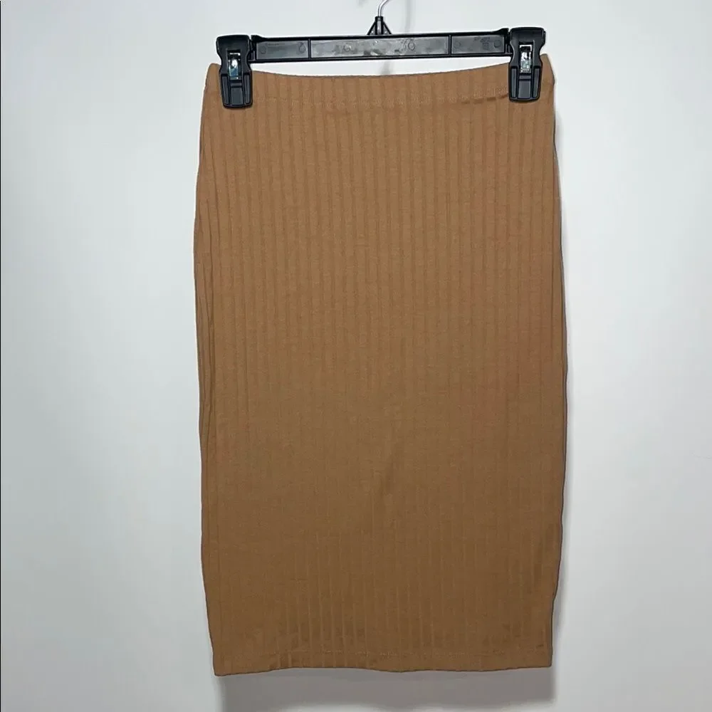Forever 21 Tan Ribbed Pencil Skirt for Work